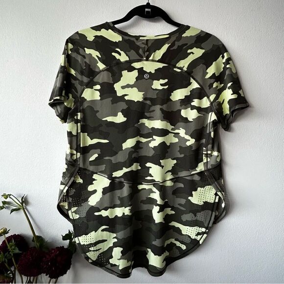 Lululemon UVP Run Short Sleeve Heritage 365 Camo Crispin Green Multi - Picture 2 of 10